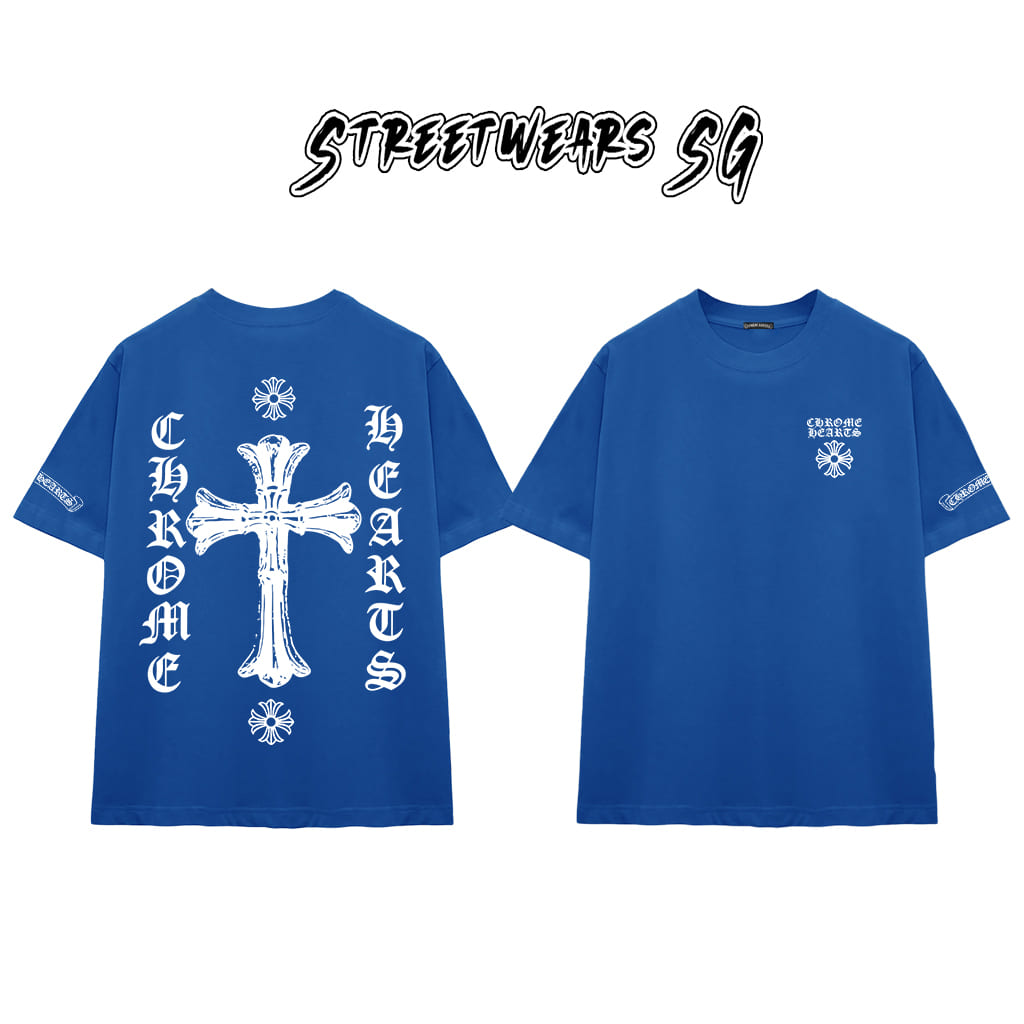 Áo Thun Chrome Bold Crucifix Cotton Cao Cấp Form Rộng Unisex - Streetwears SG - CH102