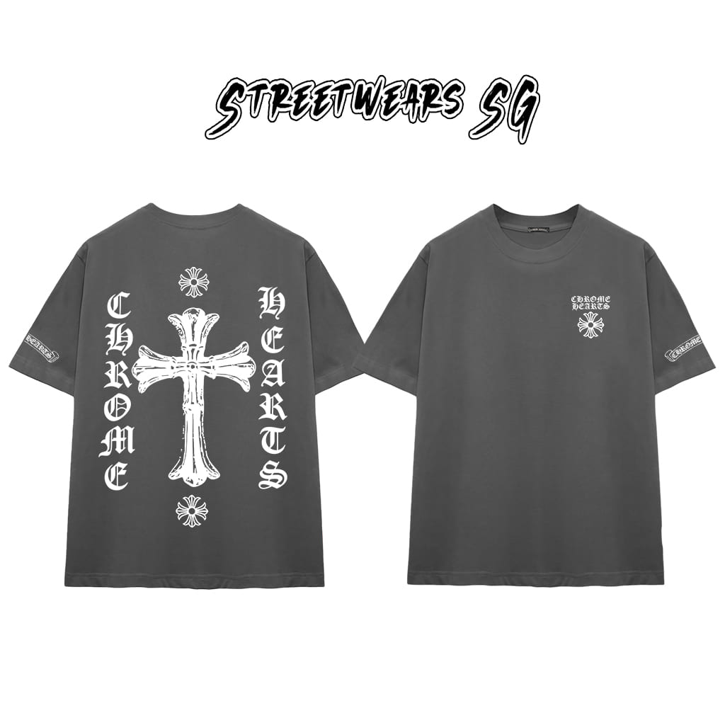 Áo Thun Chrome Bold Crucifix Cotton Cao Cấp Form Rộng Unisex - Streetwears SG - CH102