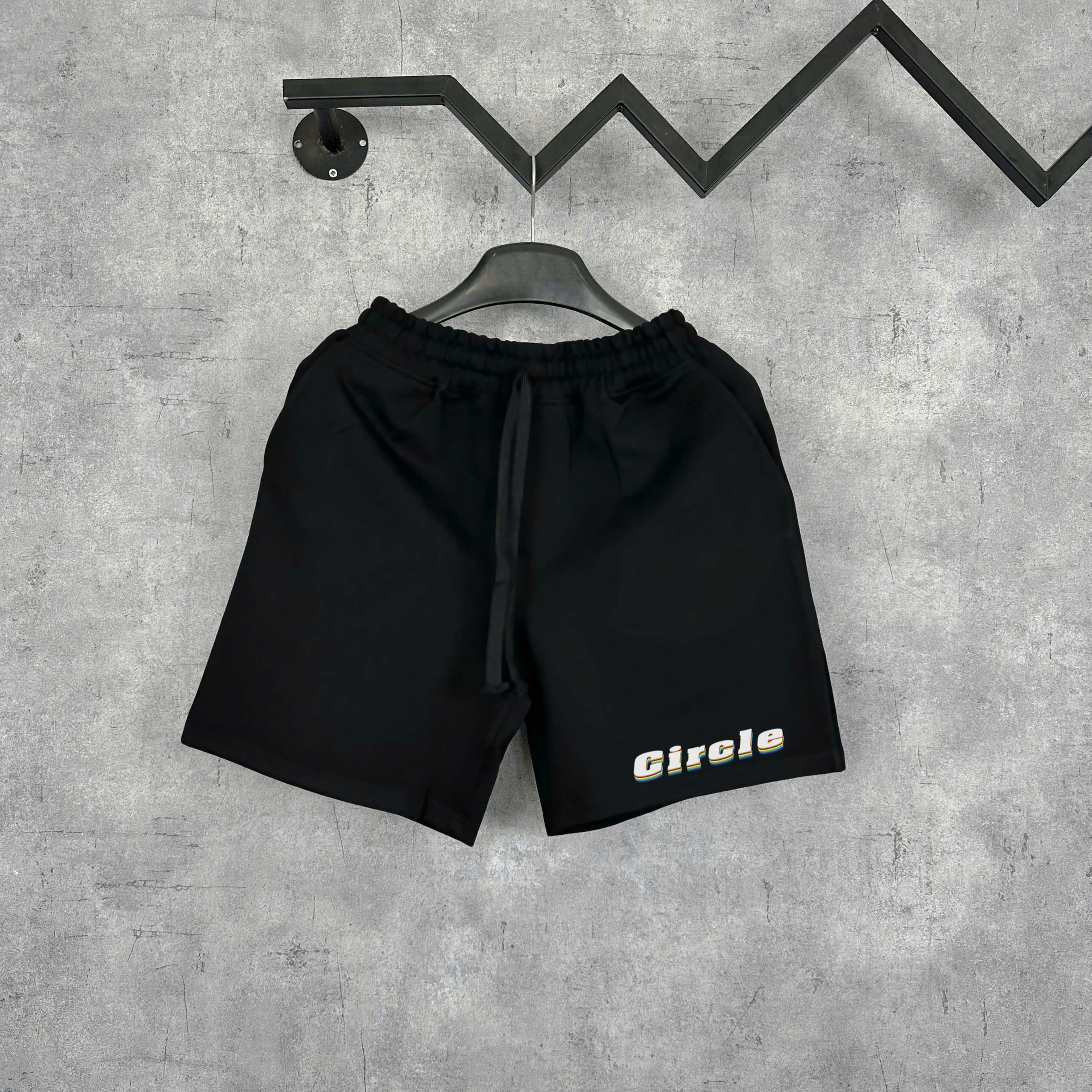 Quần Shorts Nỉ Circle Retro Shadow Logo Form Rộng – Streetwears SG