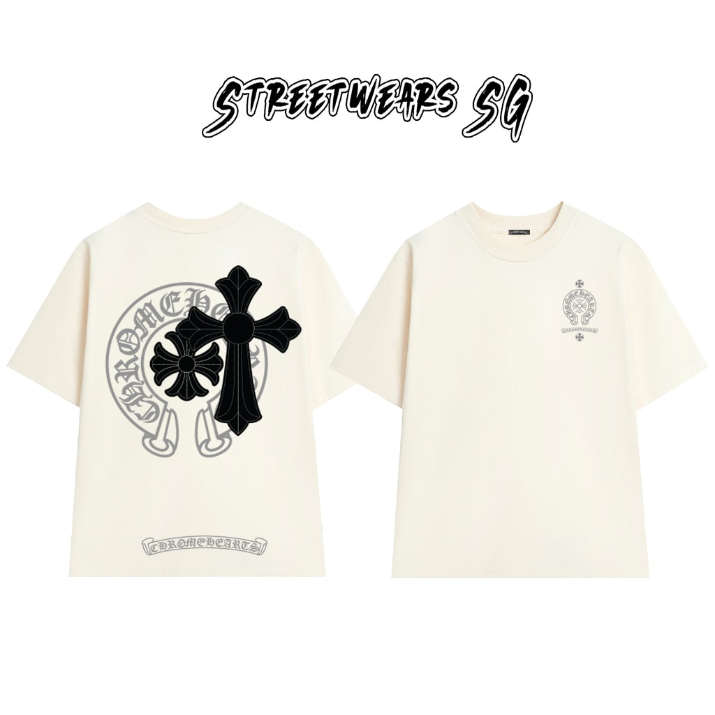 Áo Thun Chrome Heart Cross Shield Gothic Cotton Cao Cấp Form Rộng Unisex - Streetwears SG - CH31