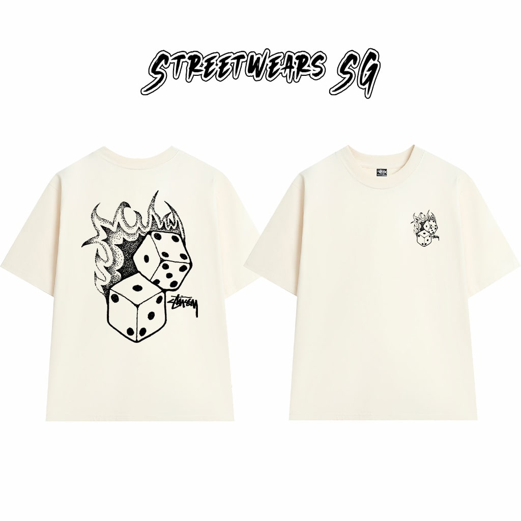 Áo Thun Stu Flaming Dice Tee Cao Cấp Form Rộng - Streetwears SG - STU29