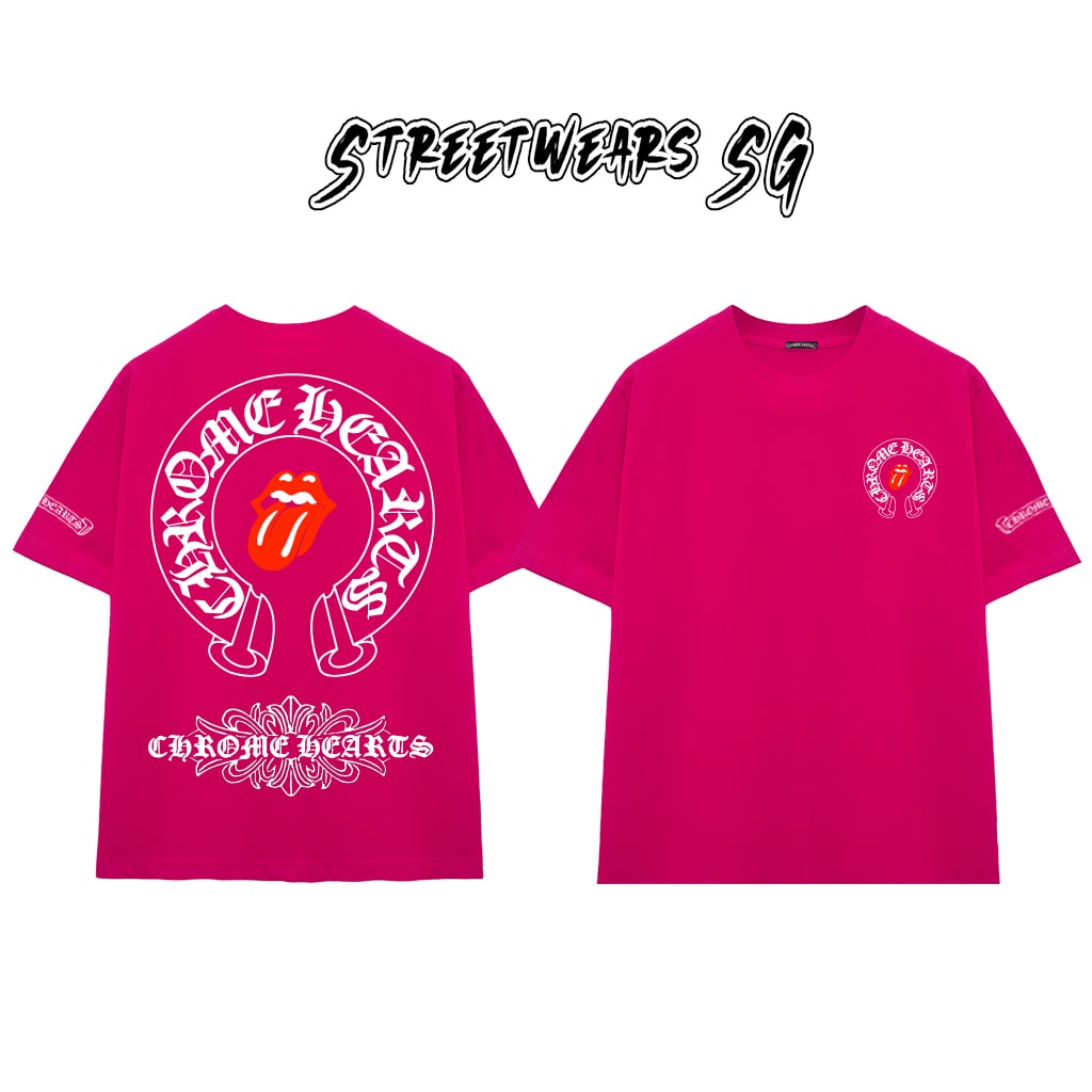 Áo Thun Chrome Heart Lick Tongue Gothic Cross Cotton Cao Cấp Form Rộng Unisex - Streetwears SG - CH32