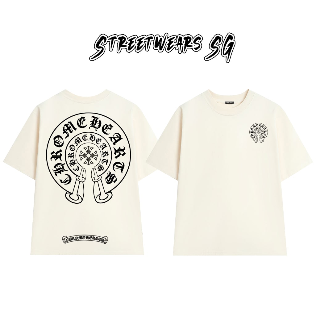 Áo Thun Chrome Heart Double Horseshoe Classic Cross Cotton Cao Cấp Form Rộng Unisex - Streetwears SG - CH28