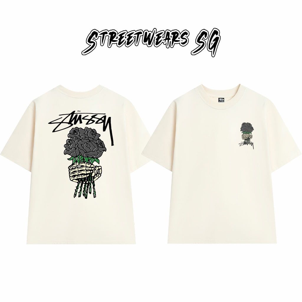 Áo Thun Stu Skeleton Roses Tee Cao Cấp Form Rộng - Streetwears SG - STU28
