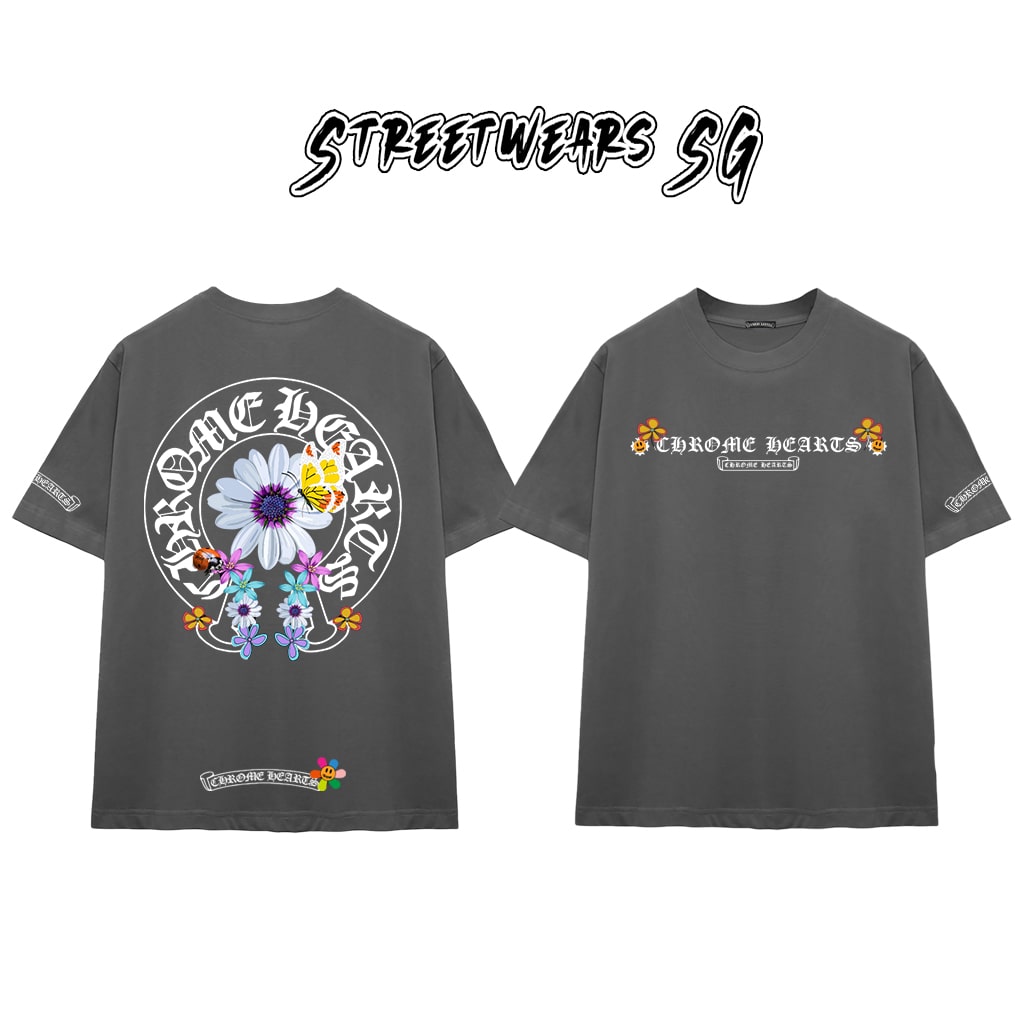 Áo Thun Chrome Butterfly Garden Cross Scripts Cotton Cao Cấp Form Rộng Unisex - Streetwears SG - CH71