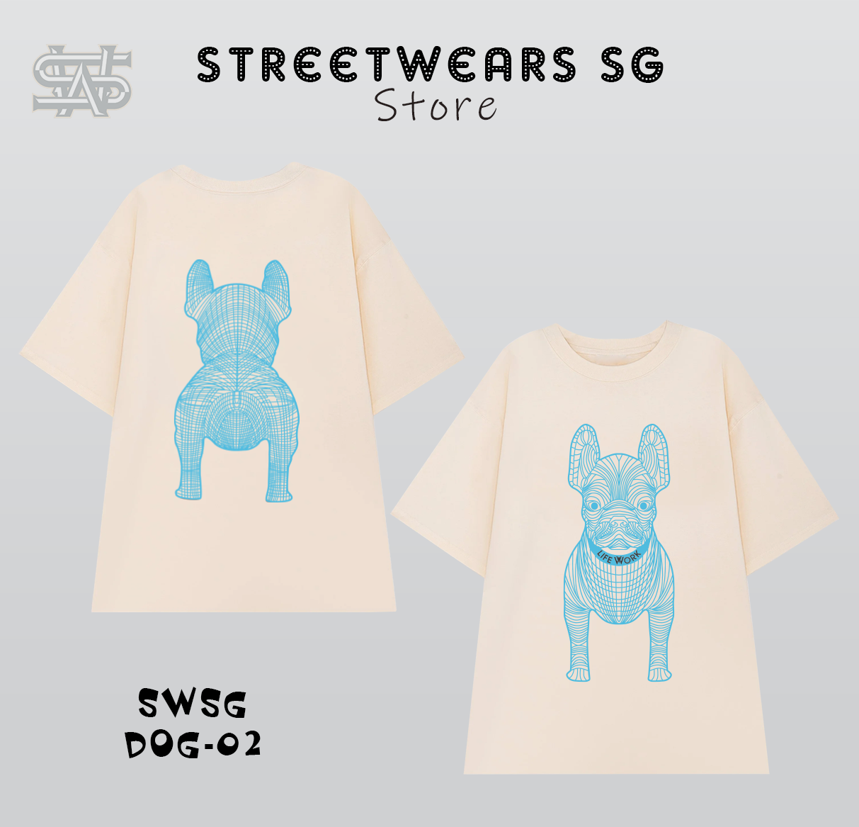 Áo thun Life Work - Life Work Face Dog Blue -  SWSG DOG 02