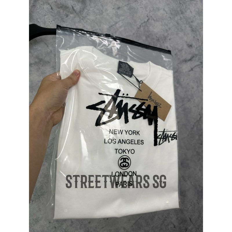 [Ảnh Thật] Áo thun Stussy nhện màu trắng cotton form rộng - Streetwears SG
