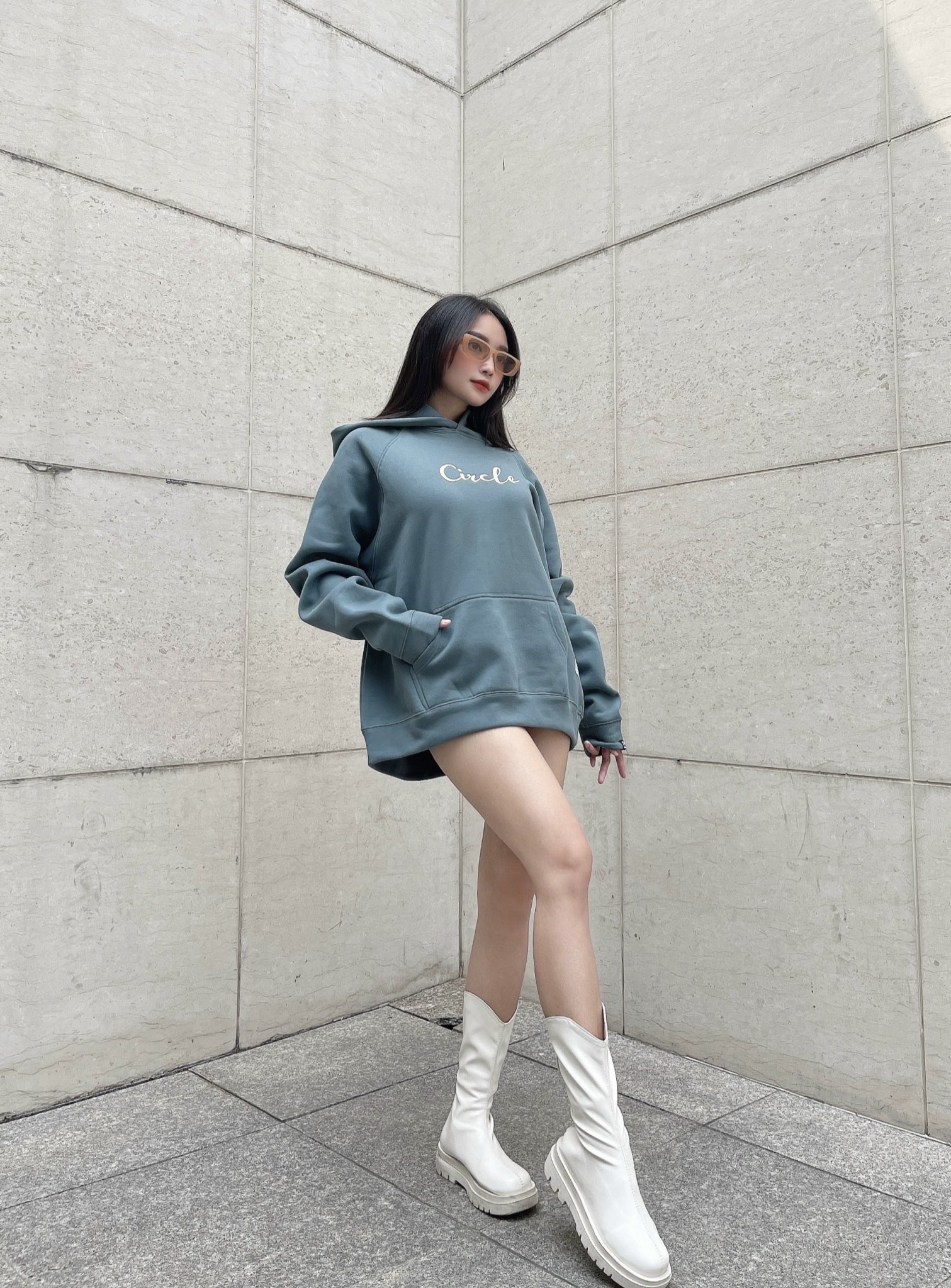 Áo Hoodie Circle Dont Worry Be Happy -Thêu Logo - In Nổi Sau Lưng
