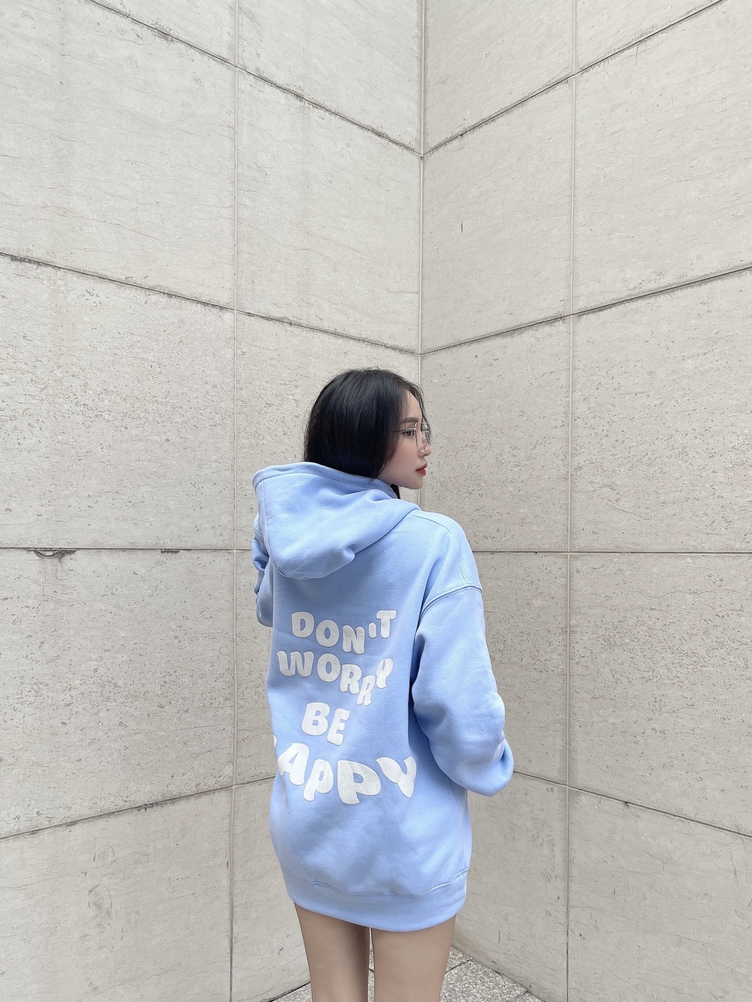 Áo Hoodie Circle Dont Worry Be Happy -Thêu Logo - In Nổi Sau Lưng