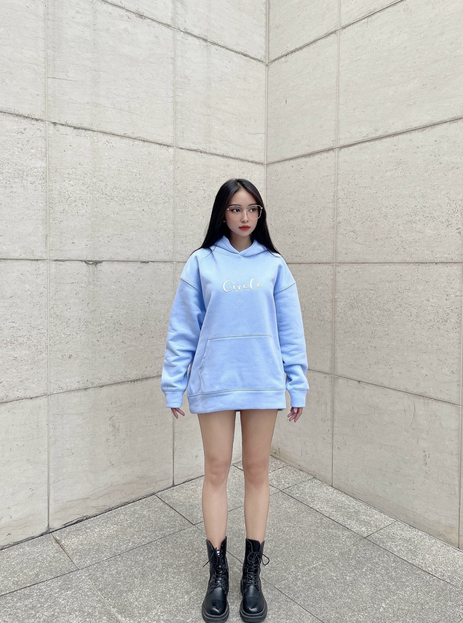 Áo Hoodie Circle Dont Worry Be Happy -Thêu Logo - In Nổi Sau Lưng