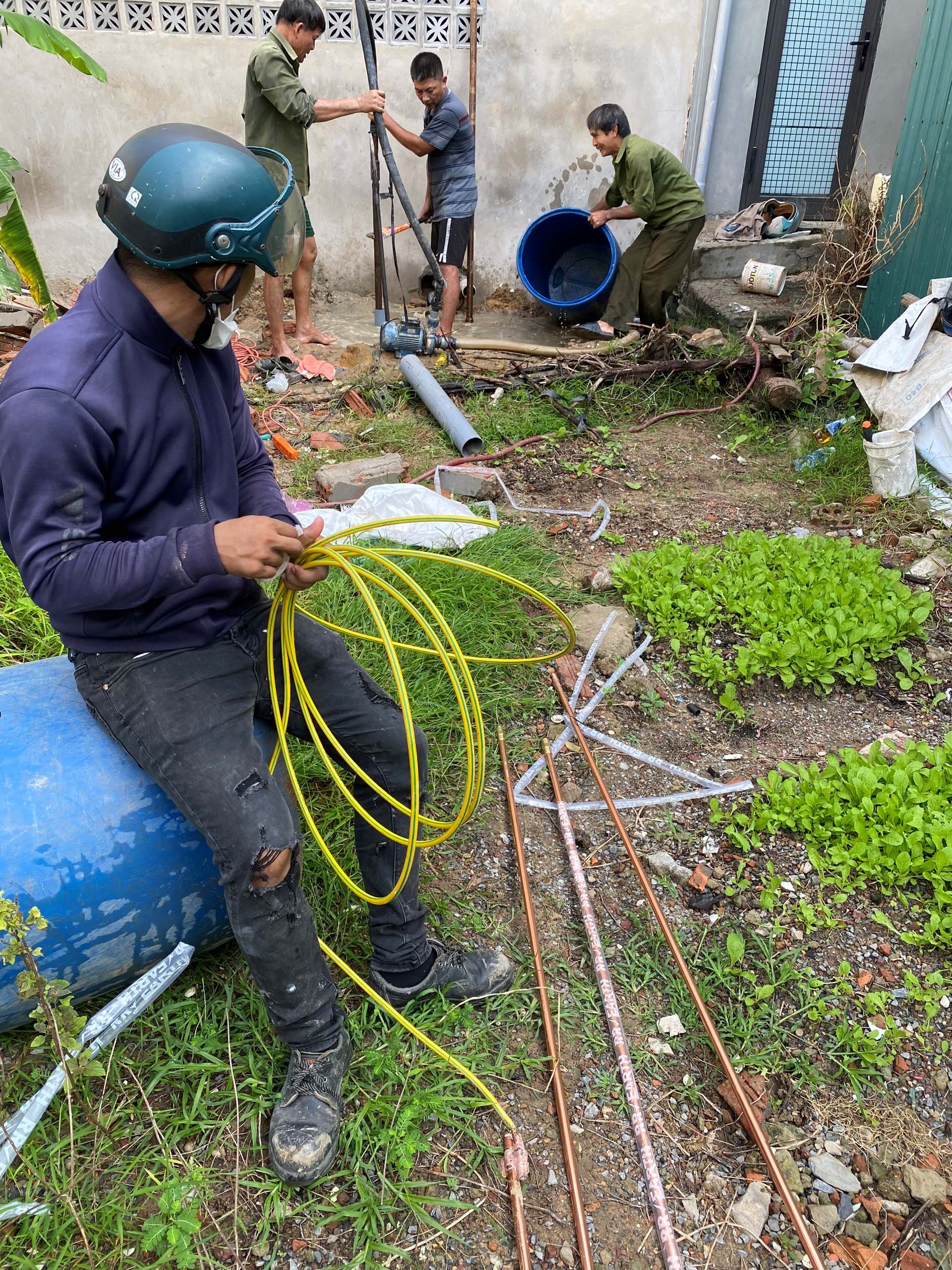 Cơ điện Hoàng An thi công tiếp địa chống sét cho nhà a Minh ở Tp Đồng Hới