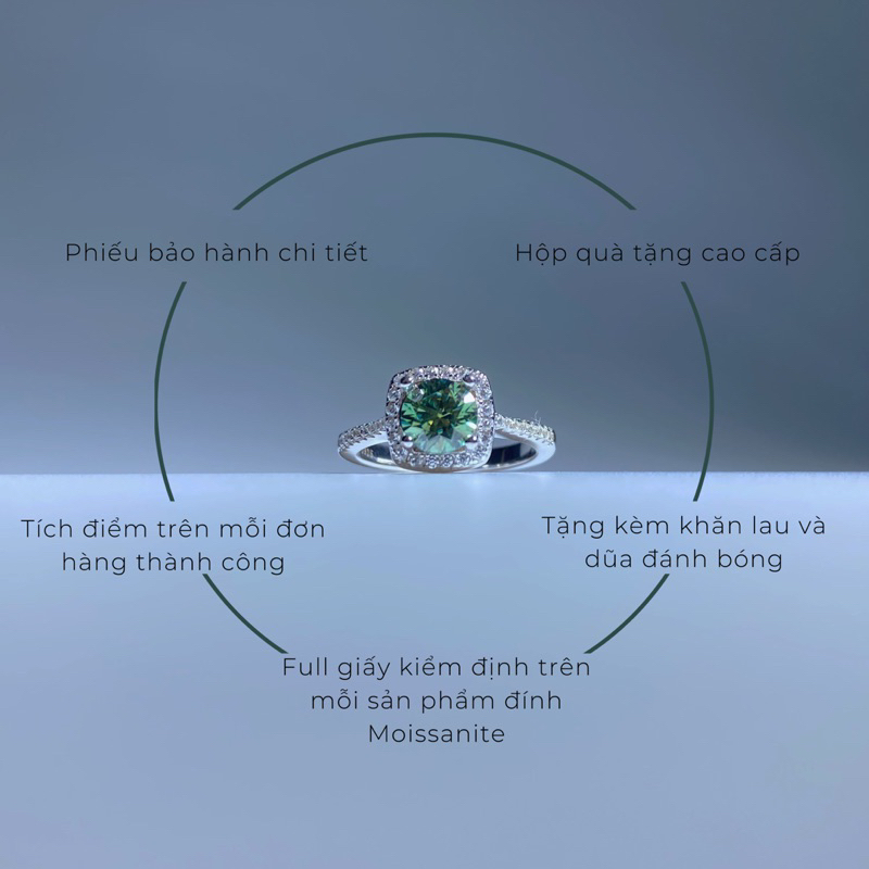 Nhẫn Queen Kim Cương Moissanite 6mm Kiểm Định GRA NQMOI23A Patronus