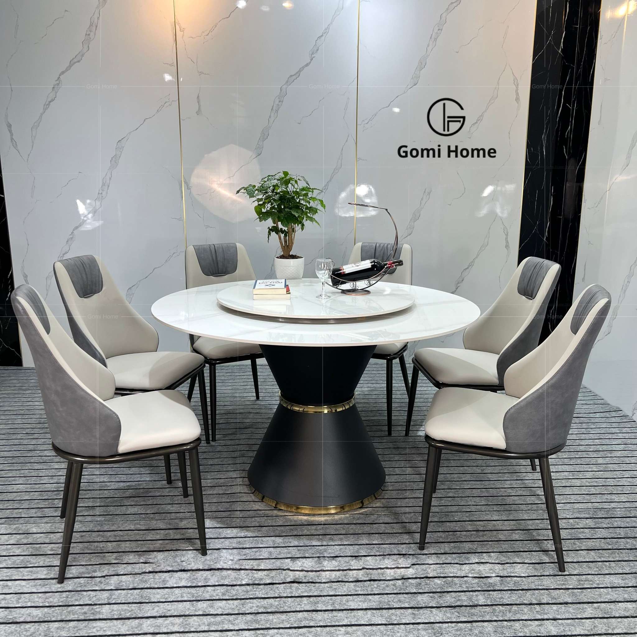 Bộ Bàn Ăn Tròn Xoay ( Đá Ceramic Cao Cấp  )