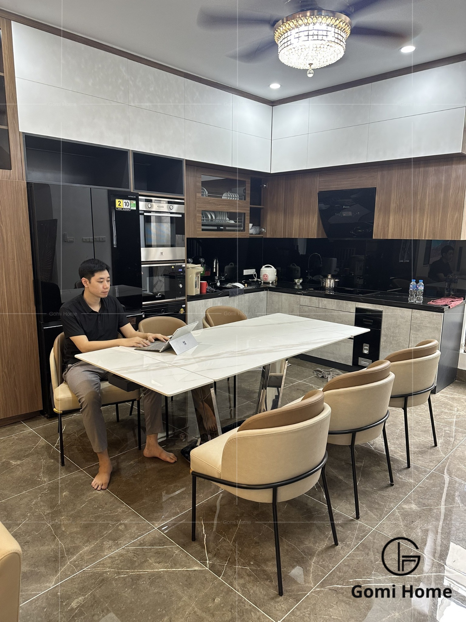 Bộ Bàn Ăn Thông Minh U Cao Cấp + 6 Ghế Minoti