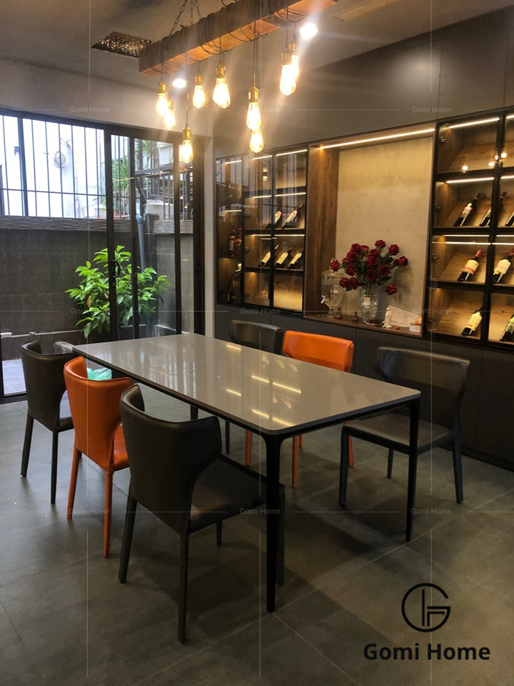 Bộ Bàn Ăn Thiết Kế Chân Côn ( Đá Ceramic Cao Cấp )