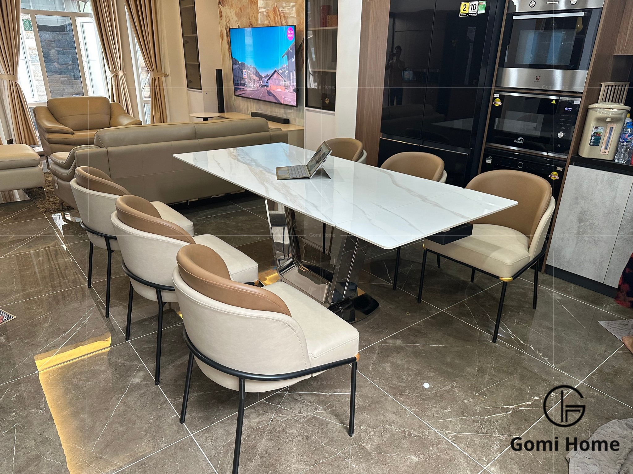 Bộ Bàn Ăn Thông Minh U Cao Cấp + 6 Ghế Minoti