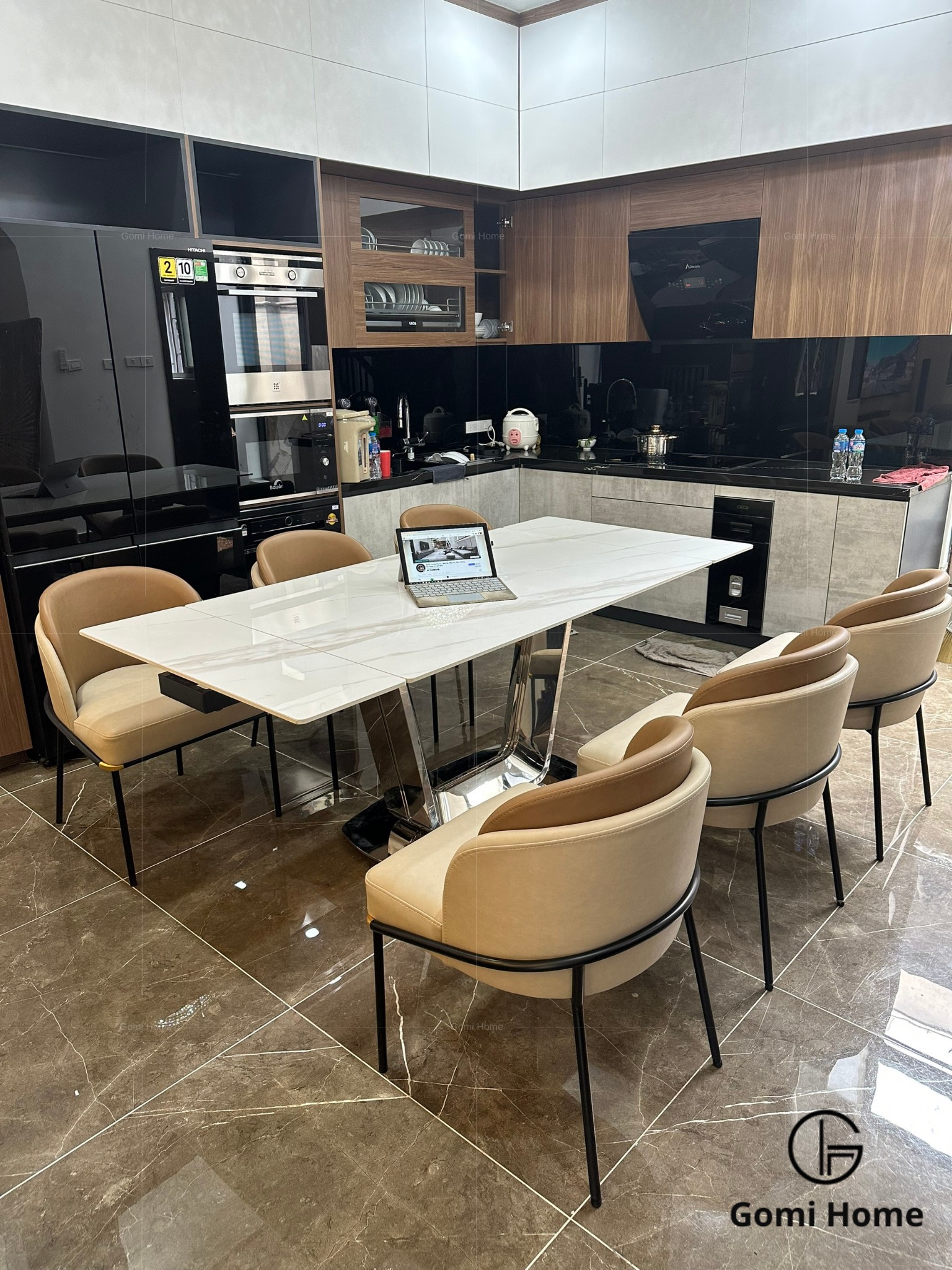 Bộ Bàn Ăn Thông Minh U Cao Cấp + 6 Ghế Minoti