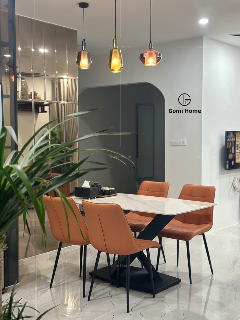 Bộ Bàn Ăn Chân X + 4 Ghế Camila