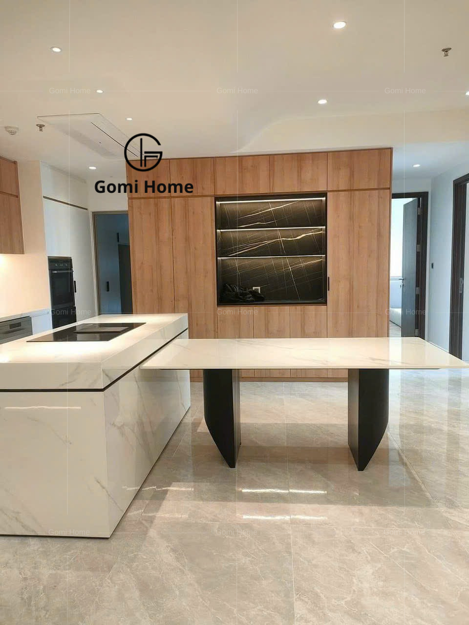 Bộ Bàn Ăn Chân Nửa Trụ Đối ( Đá Siêu Tinh Thể )