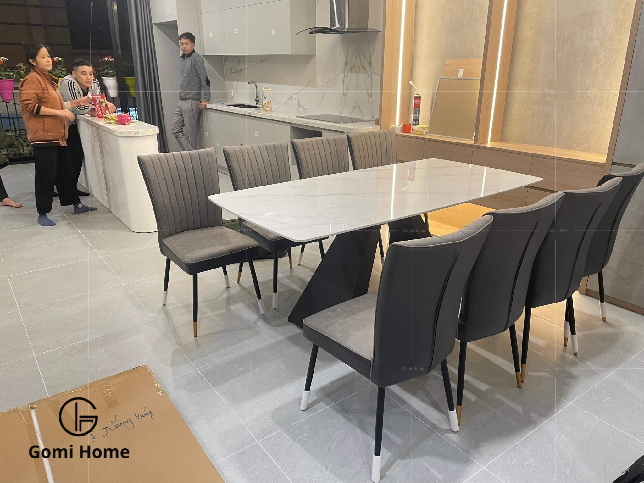 Bộ Bàn Ăn Chân A + 8 Ghế King