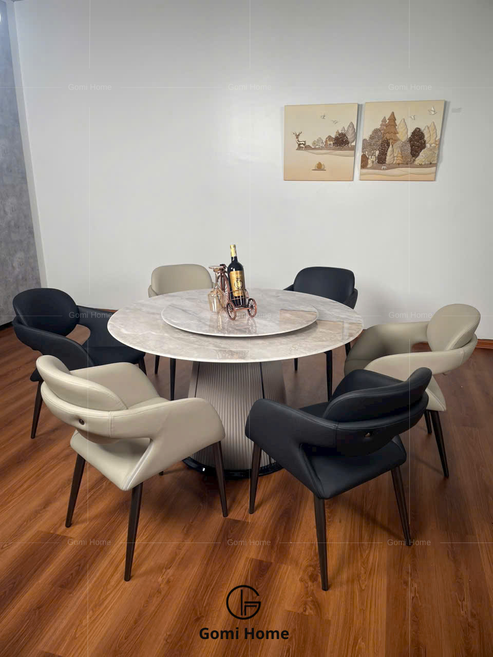 Bàn Ăn Tròn O Kem Sữa ( Đá Siêu Tinh Thể  )