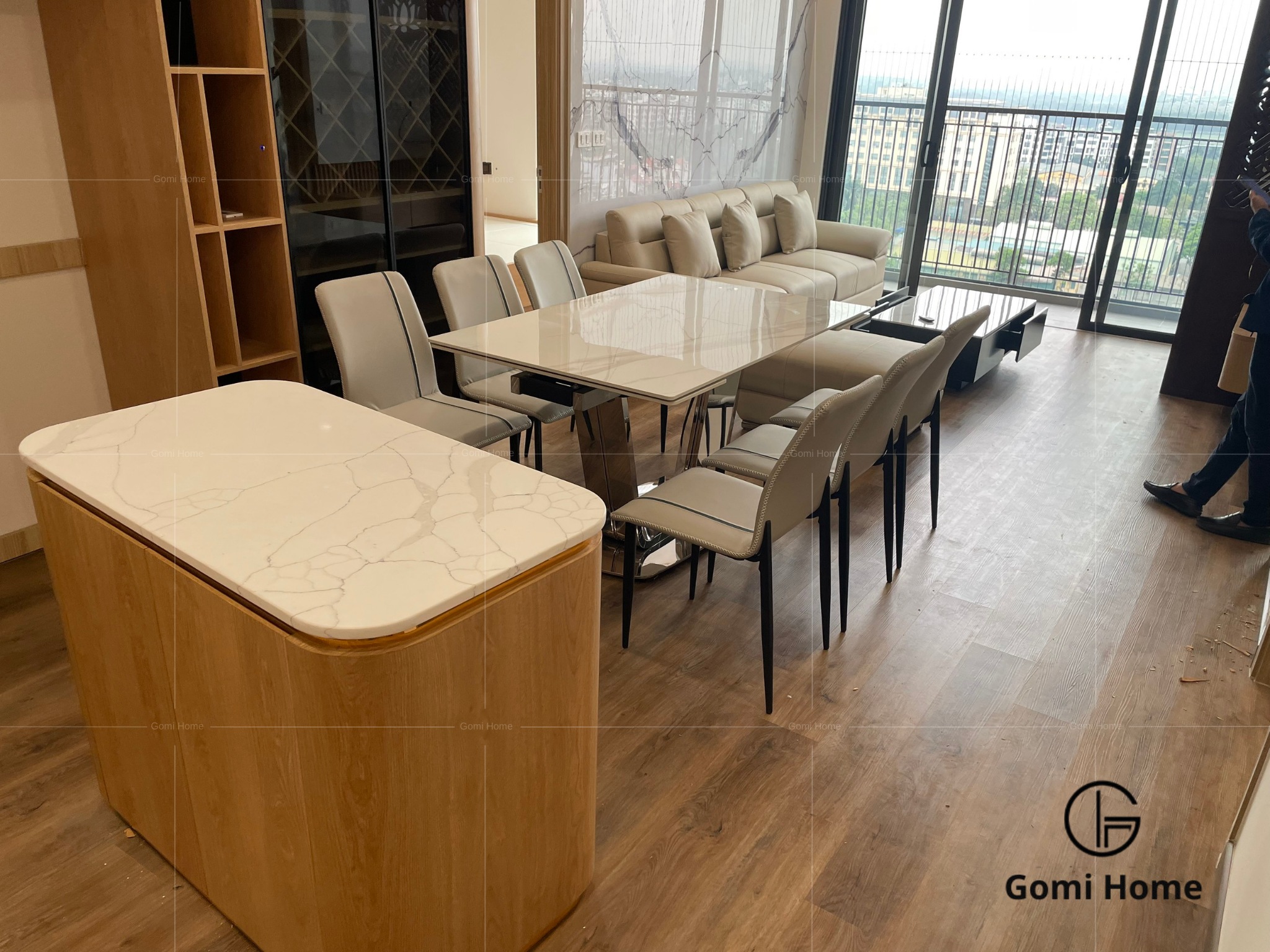 Bộ Bàn Ăn Thông Minh U Cao Cấp + 6 Ghế Vertical