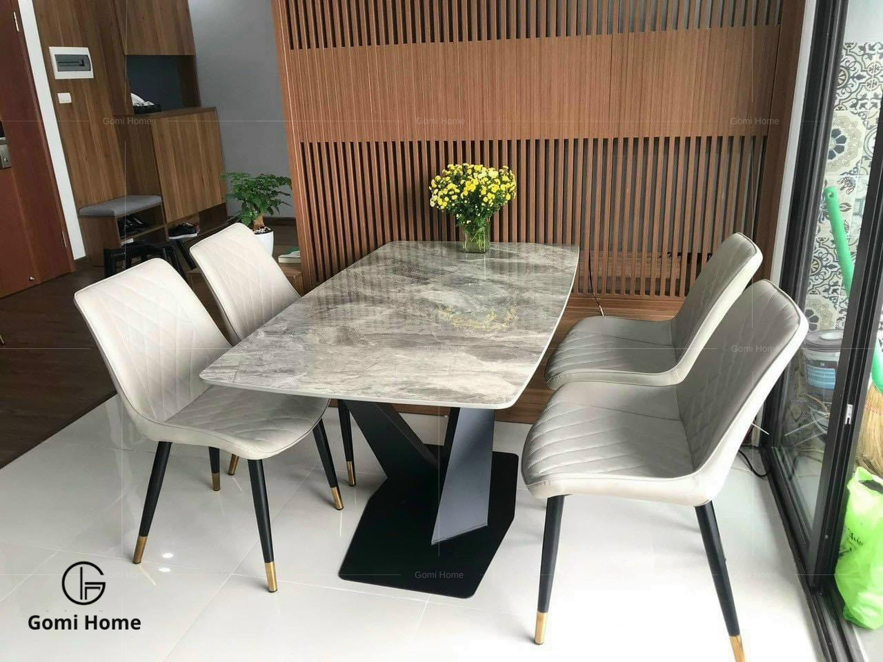 Bộ Bàn Ăn Chân X + 4 Ghế Loft