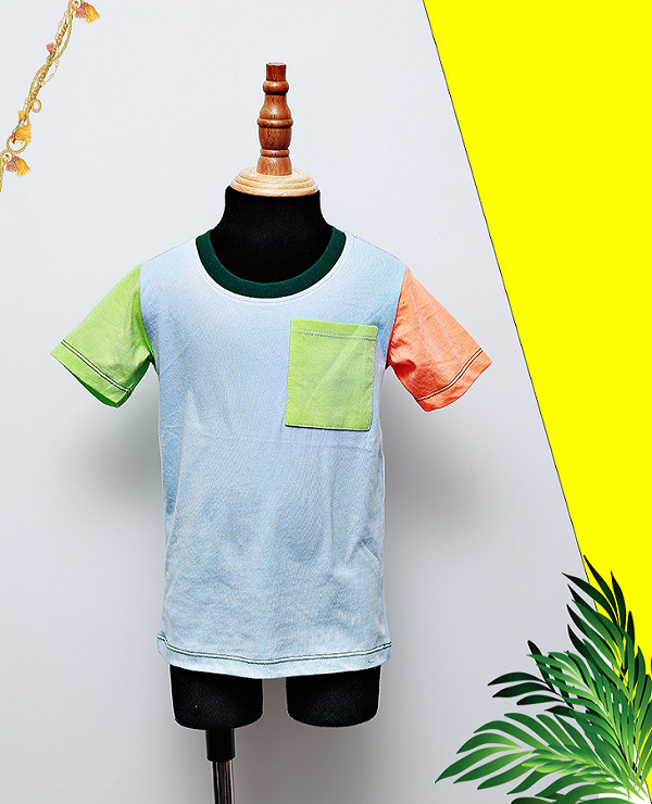 ÁO T-SHIRT PHỐI MÀU TAY TÚI
