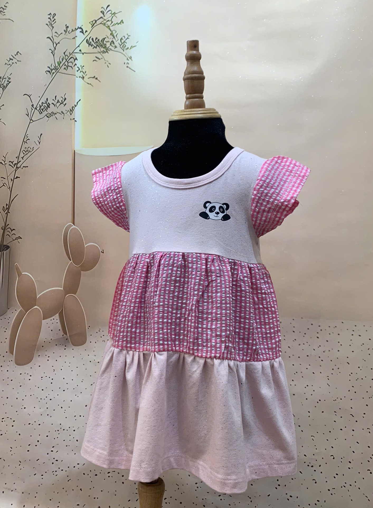 ĐẦM BG KIM TUYẾN 3 TẦNG PHỐI CARO XỐP