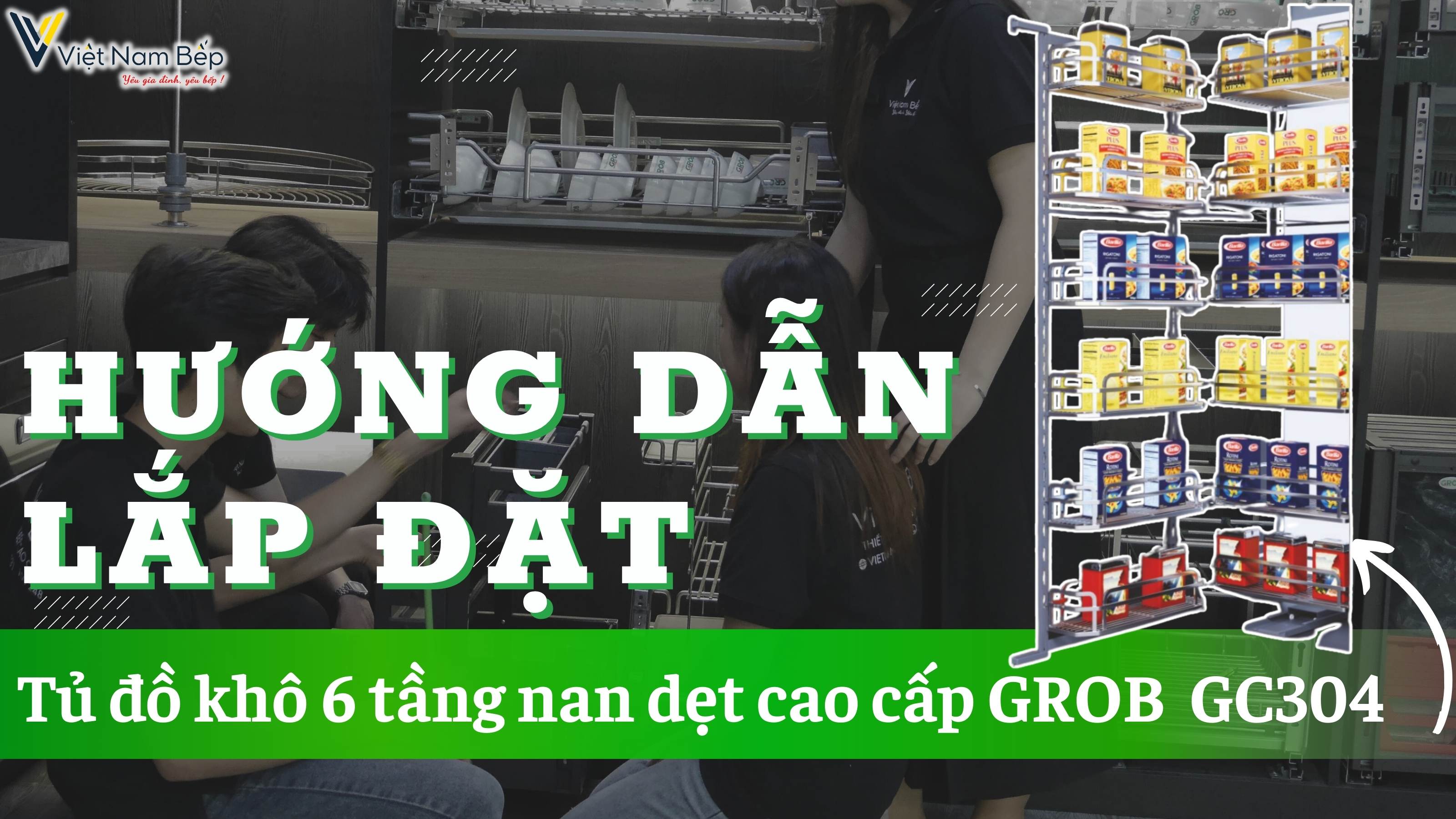 Cách lắp đặt tủ đồ khô 6 tầng inox 304 nan dẹp GROB mã RC304 mới 2024 | SayHome