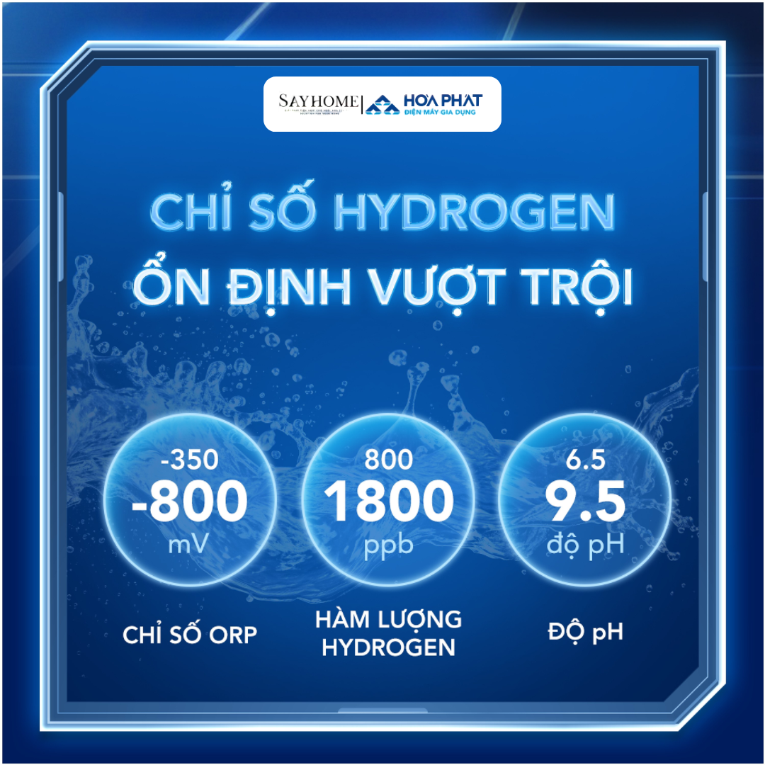 MÁY LỌC NƯỚC 12 LÕI LỌC HÒA PHÁT HYDROGEN ION KIỀM RO NÓNG LẠNH HYPERS HPA885 SAYHOME