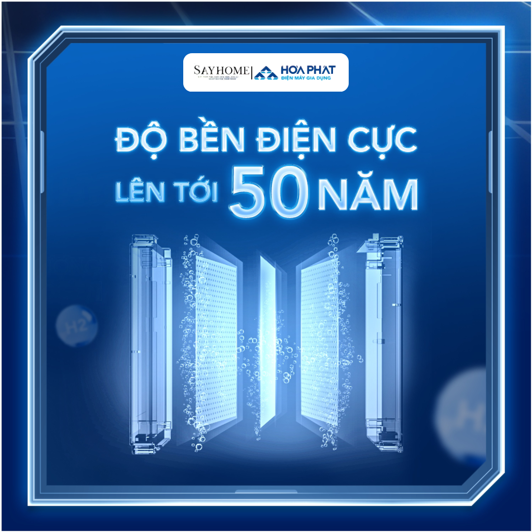 MÁY LỌC NƯỚC HÒA PHÁT HYDROGEN ION KIỀM RO NÓNG LẠNH HYPERS HPA886-SAYHOME