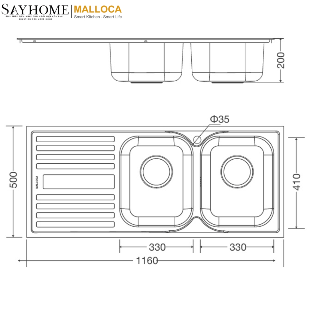 Chậu rửa chén inox Malloca MS 1025L NEW tại thành phố Hồ Chí Minh