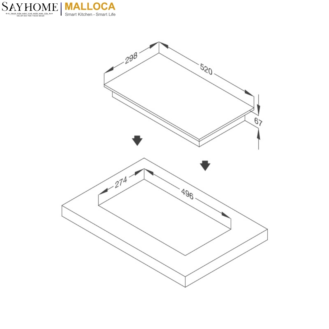 Bếp kính âm Domino 2 điện Malloca MDR 302 tại thành phố Hồ Chí Minh