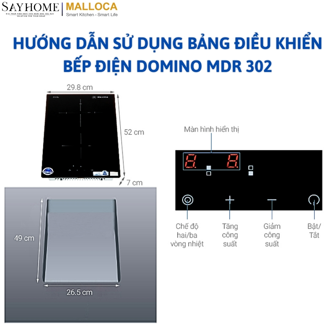 Bếp kính âm Domino 2 điện Malloca MDR 302 tại thành phố Hồ Chí Minh