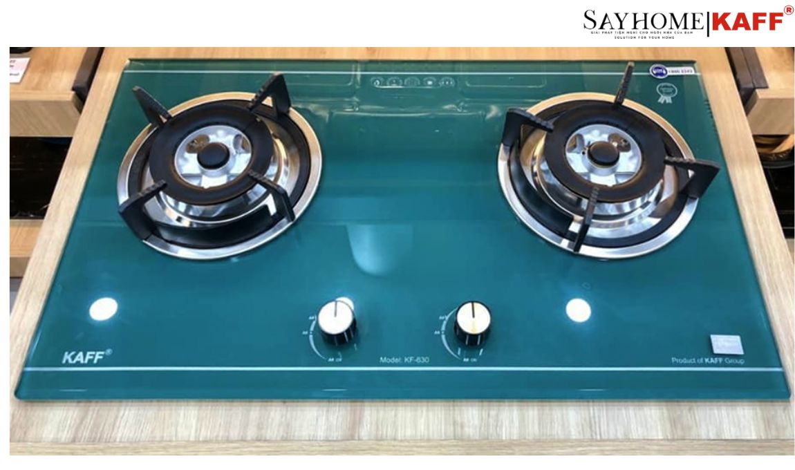 Bếp ga đôi màu xanh ngọc hiện đại KAFF KF-630 tại thành phố Hồ Chí Minh
