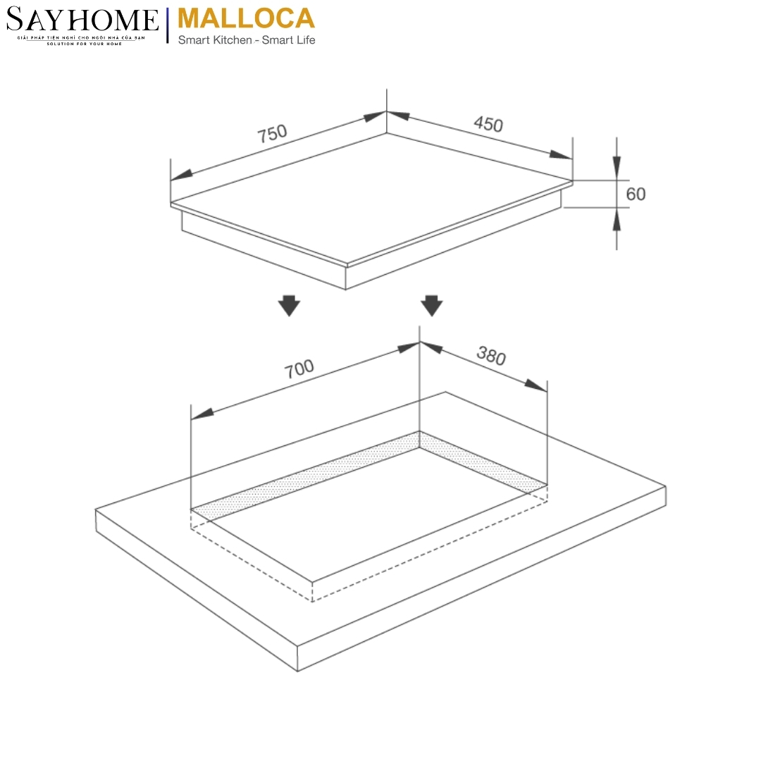 Bếp kính âm 2 từ Malloca MH-02I N tại thành phố Hồ Chí Minh