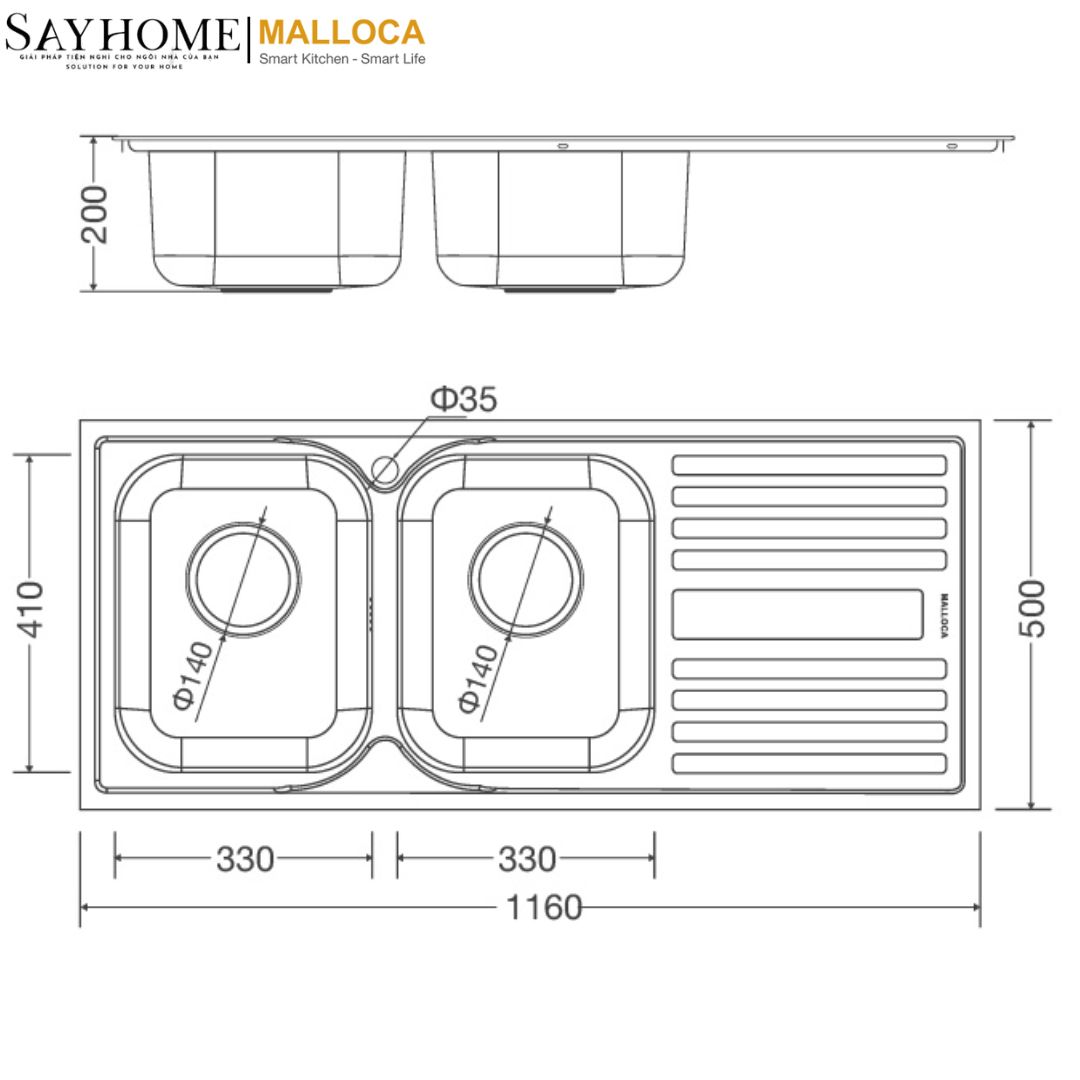 Chậu rửa chén inox Malloca MS 1025R NEW tại thành phố Hồ Chí Minh