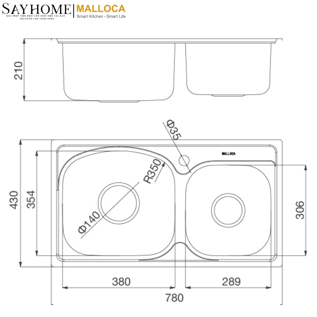 Chậu rửa chén inox Malloca MS 1011P tại thành phố Hồ Chí Minh