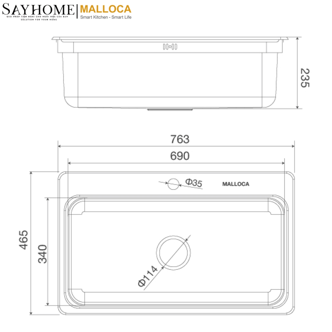 Chậu rửa chén inox Malloca MS 1022D tại thành phố Hồ Chí Minh