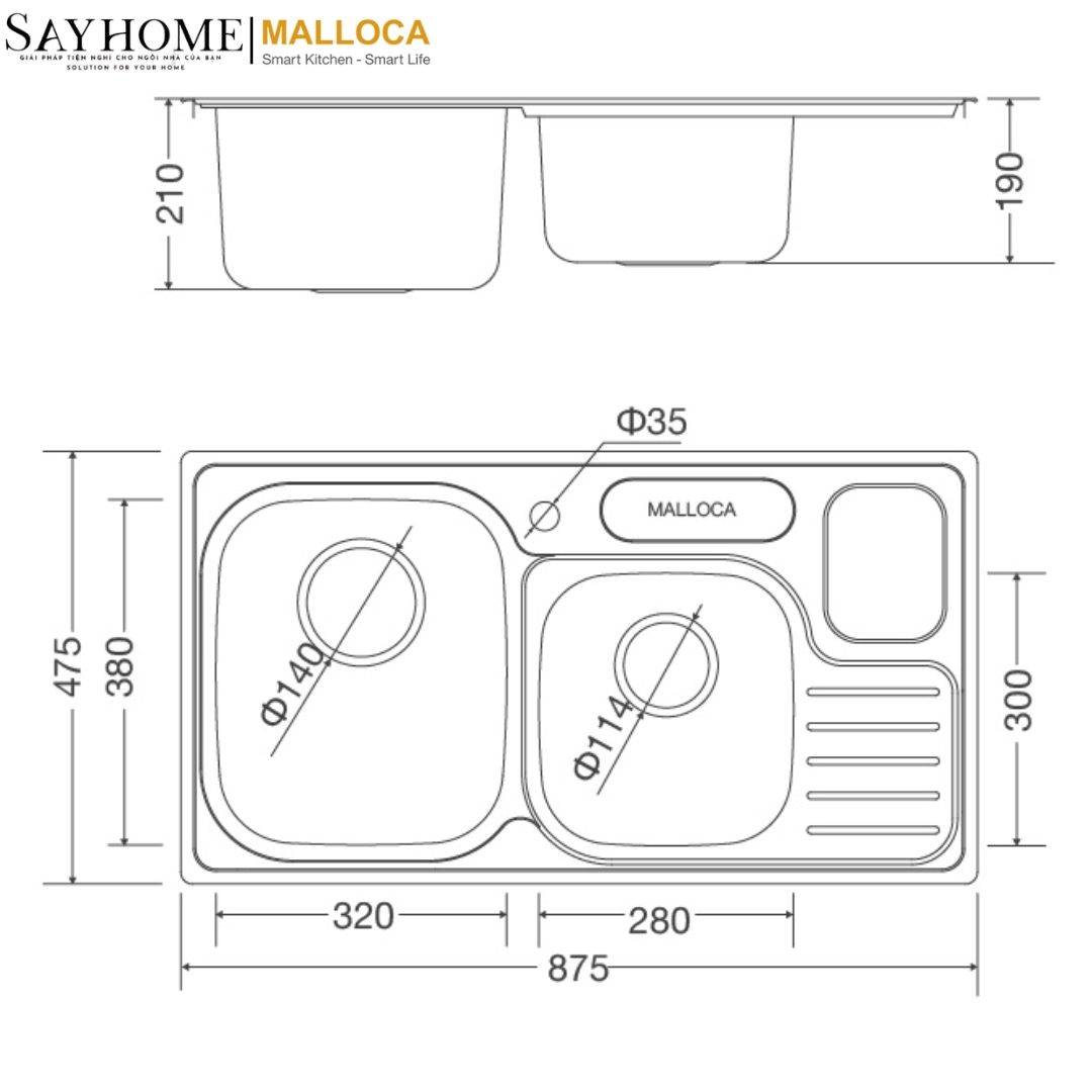 Chậu rửa chén inox Malloca MS 1024 tại thành phố Hồ Chí Minh