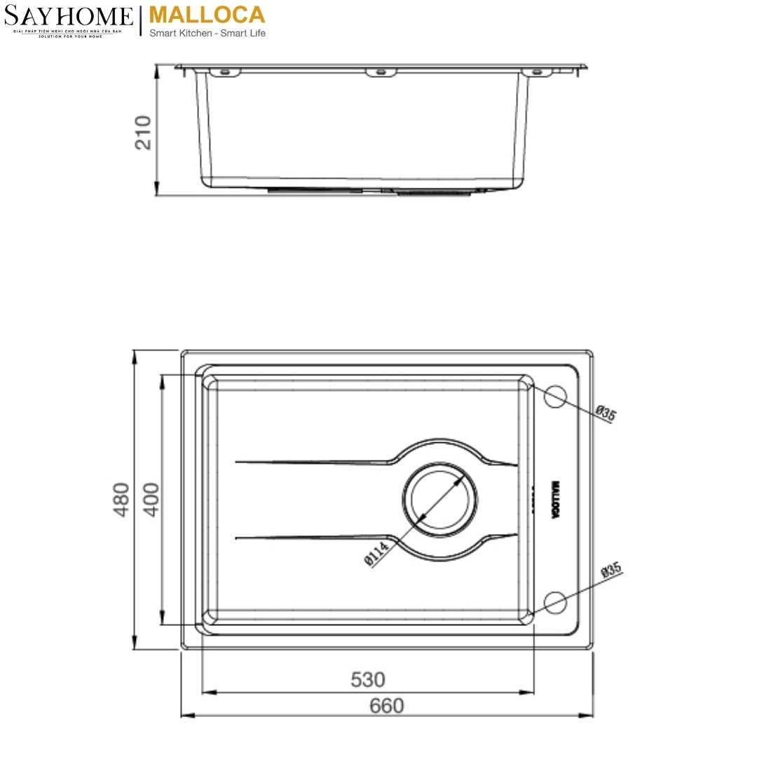 Chậu rửa chén inox Malloca MS 5066W tại thành phố Hồ Chí Minh