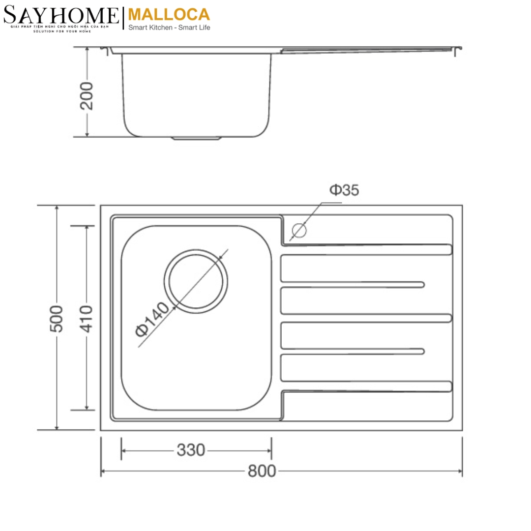 Chậu rửa chén inox Malloca MS 1017 NEW tại thành phố Hồ Chí Minh