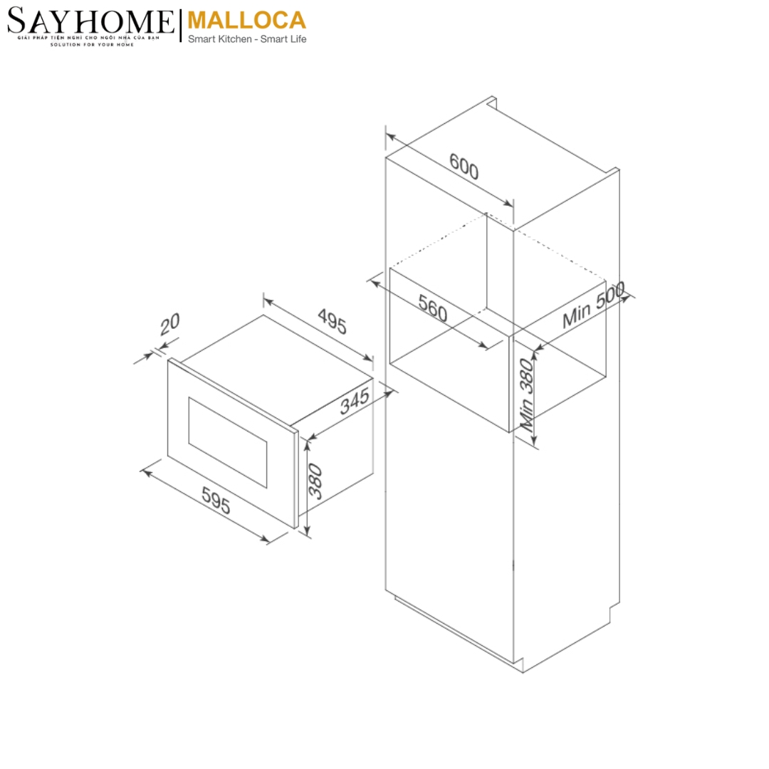 Lò vi sóng âm tủ 25 lít Malloca MW-925BF tại thành phố Hồ Chí Minh