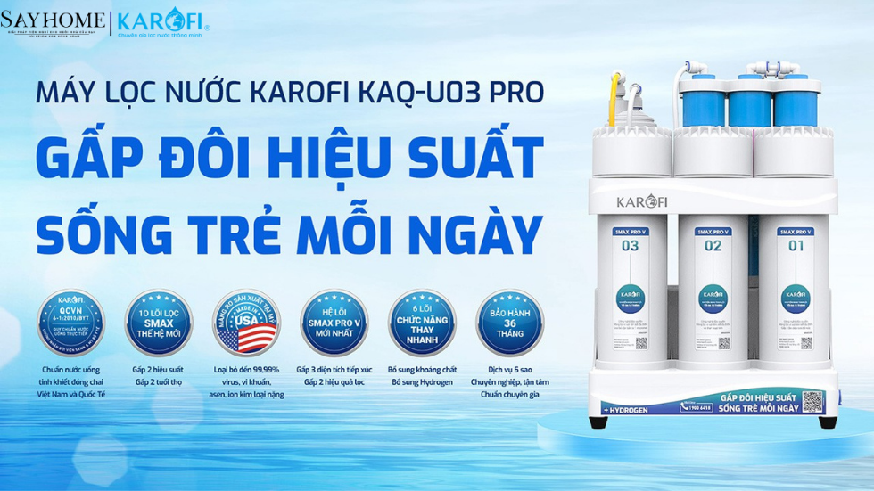 Máy lọc nước RO để gầm 10 lõi lọc KAROFI KAQ-U03 PRO - NEW 2025 tại thành phố Hồ Chí Minh