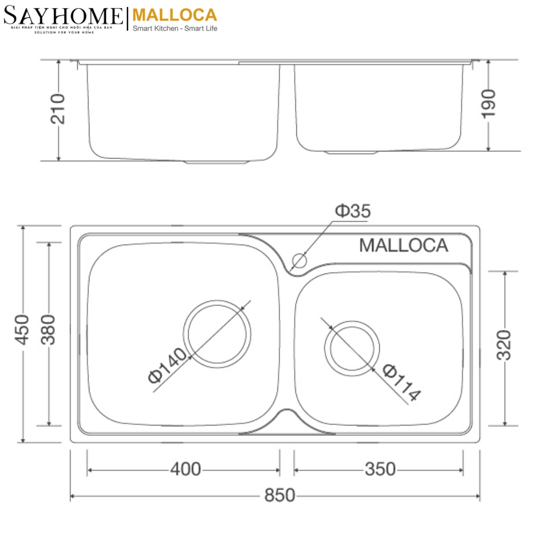 Chậu rửa chén inox Malloca MS 1011 NEW tại thành phố Hồ Chí Minh