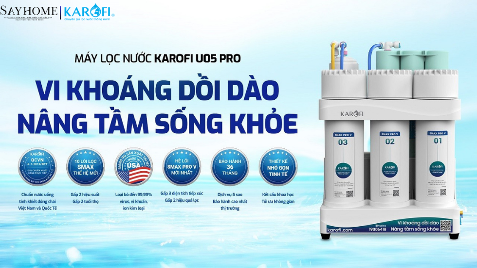Máy lọc nước để gầm 10 lõi lọc KAROFI KAQ-U05 PRO - NEW 2025 tại thành phố Hồ Chí Minh