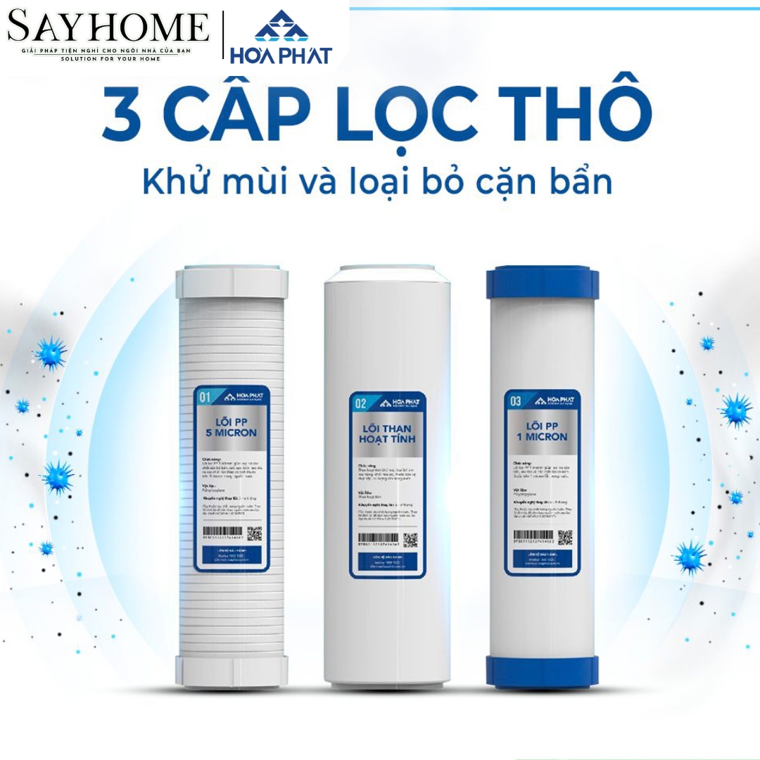 MÁY LỌC NƯỚC RO NÓNG NGUỘI 10 LÕI LỌC HÒA PHÁT HHPN615 SAYHOME
