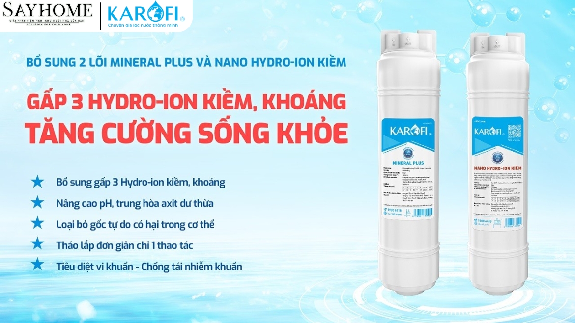 MÁY LỌC NƯỚC NÓNG LẠNH 12 LÕI LỌC KAROFI KAD-X59-sayhome