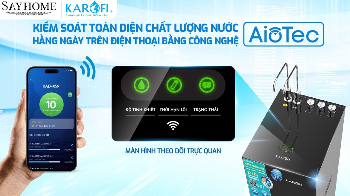 MÁY LỌC NƯỚC NÓNG LẠNH 12 LÕI LỌC KAROFI KAD-X59-sayhome